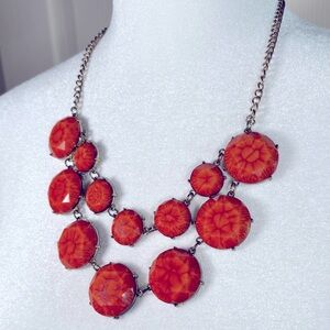 Vintage CABOCHON Burnt Orange Bib Statement Necklace